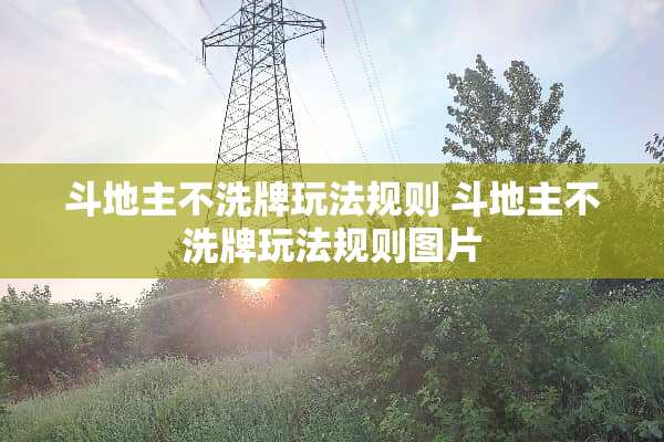***不洗牌玩法规则***不洗牌玩法规则图片