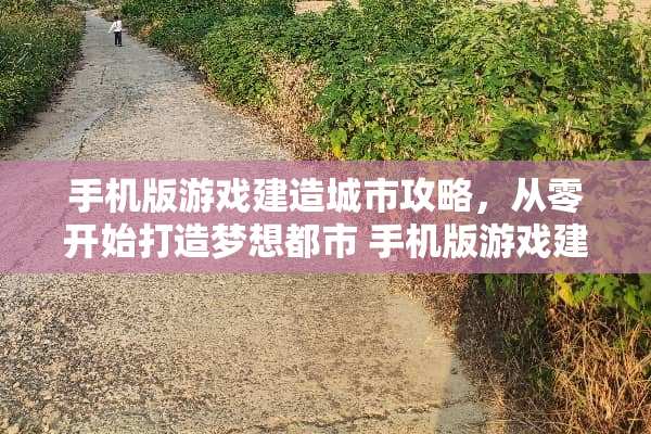 手机版游戏建造城市攻略，从零开始打造梦想都市 手机版游戏建造城市攻略