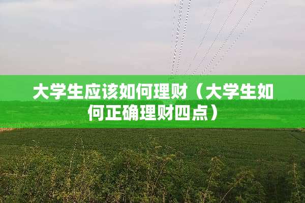 大学生应该如何理财（大学生如何正确理财四点）