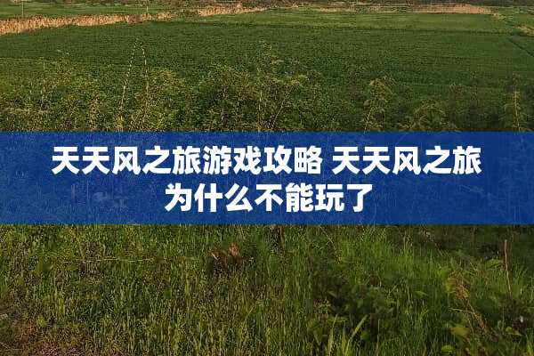 天天风之旅游戏攻略 天天风之旅为什么不能玩了