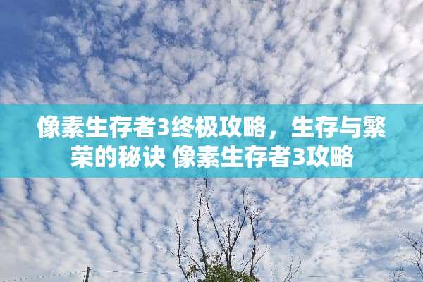 像素生存者3终极攻略，生存与繁荣的秘诀 像素生存者3攻略