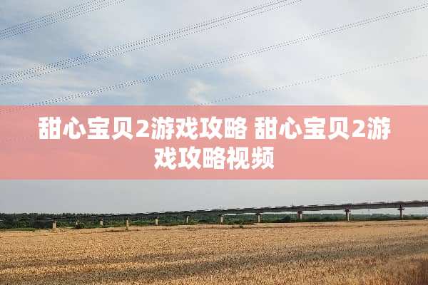 甜心宝贝2游戏攻略 甜心宝贝2游戏攻略视频
