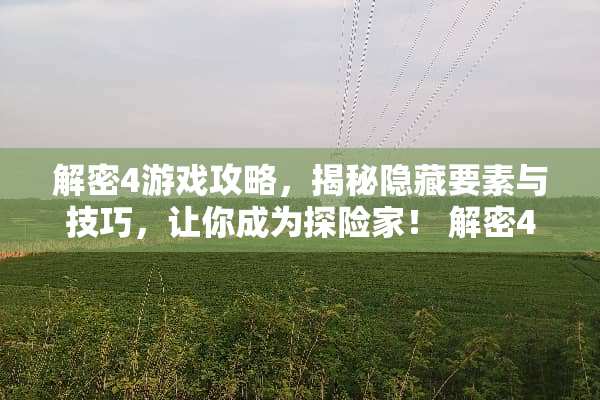 解密4游戏攻略，揭秘隐藏要素与技巧，让你成为探险家！ 解密4游戏攻略
