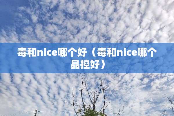 毒和nice哪个好（毒和nice哪个品控好）