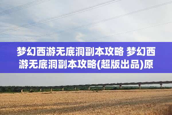 梦幻西游无底洞副本攻略 梦幻西游无底洞副本攻略(超版出品)**军事网
