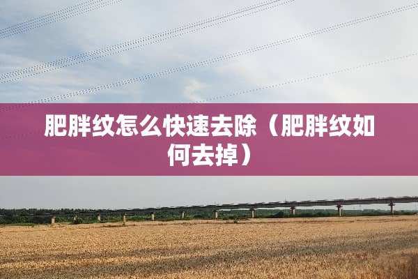 肥胖纹怎么快速去除（肥胖纹如何去掉）