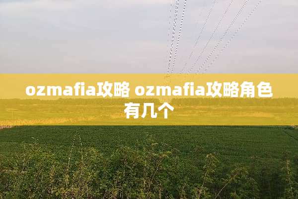 ozmafia攻略 ozmafia攻略角色有几个