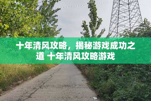 十年清风攻略，揭秘游戏成功之道 十年清风攻略游戏