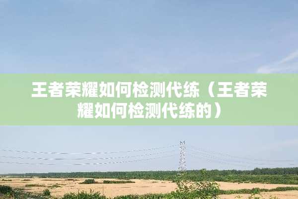 王者荣耀如何检测代练(王者荣耀如何检测代练的) 王者荣耀如何检测代练(王者荣耀如何检测代练的)