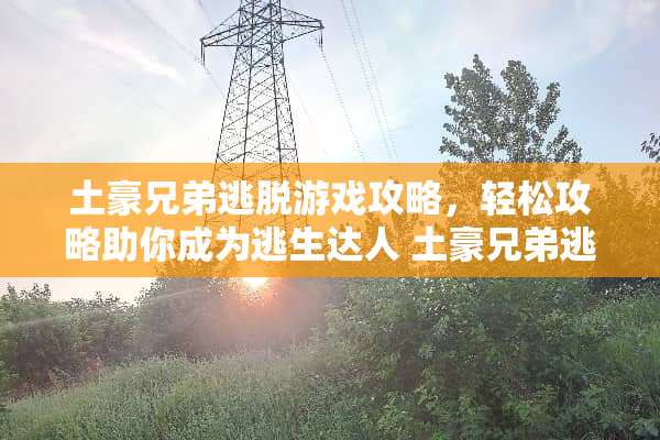 土豪兄弟逃脱游戏攻略，轻松攻略助你成为逃生达人 土豪兄弟逃脱游戏攻略