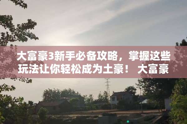 大富豪3新手必备攻略,掌握这些玩法让你轻松成为土豪! 大富豪3玩法 大富豪3新手必备攻略,掌握这些玩法让你轻松成为土豪! 大富豪3玩法