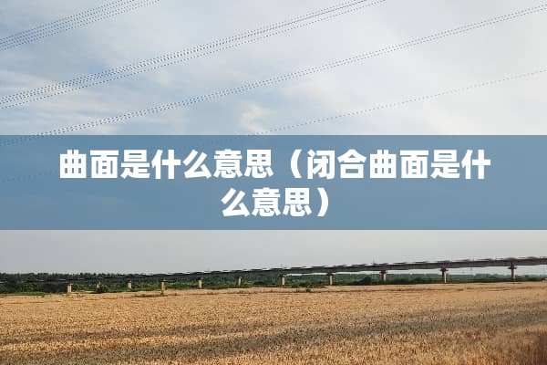 曲面是什么意思(闭合曲面是什么意思) 曲面是什么意思(闭合曲面是什么意思)