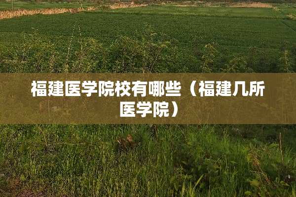 福建医学院校有哪些(福建几所医学院) 福建医学院校有哪些(福建几所医学院)