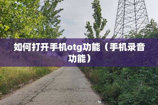 如何打开手机otg功能(手机录音功能) 如何打开手机otg功能(手机录音功能)
