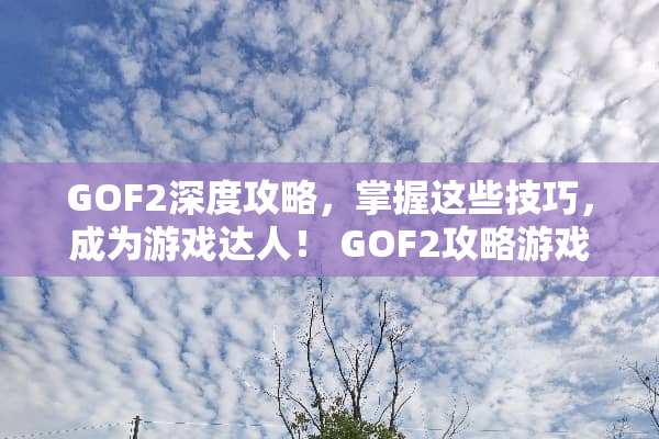GOF2深度攻略,掌握这些技巧,成为游戏达人! GOF2攻略游戏 GOF2深度攻略,掌握这些技巧,成为游戏达人! GOF2攻略游戏