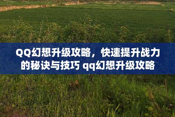 QQ幻想升级攻略,快速提升战力的秘诀与技巧 qq幻想升级攻略 QQ幻想升级攻略,快速提升战力的秘诀与技巧 qq幻想升级攻略