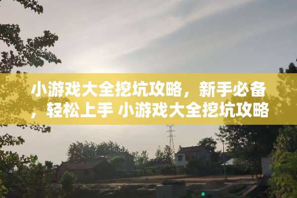 小游戏大全挖坑攻略，新手必备，轻松上手 小游戏大全挖坑攻略