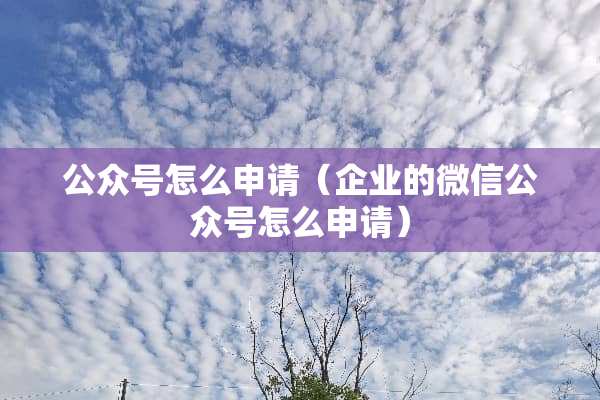 公众号怎么申请(企业的微信公众号怎么申请) 公众号怎么申请(企业的微信公众号怎么申请)