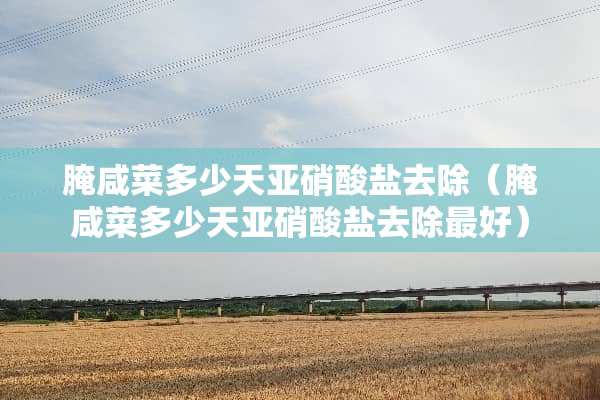 腌咸菜多少天**酸盐去除(腌咸菜多少天**酸盐去除最好) 腌咸菜多少天**酸盐去除(腌咸菜多少天**酸盐去除最好)