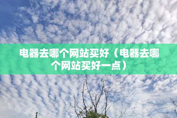 电器去哪个网站买好(电器去哪个网站买好一点) 电器去哪个网站买好(电器去哪个网站买好一点)
