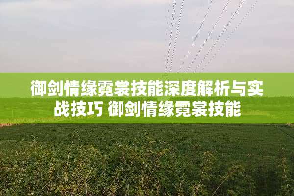 御剑情缘霓裳技能深度解析与实战技巧 御剑情缘霓裳技能