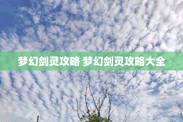 梦幻剑灵攻略 梦幻剑灵攻略大全 梦幻剑灵攻略 梦幻剑灵攻略大全