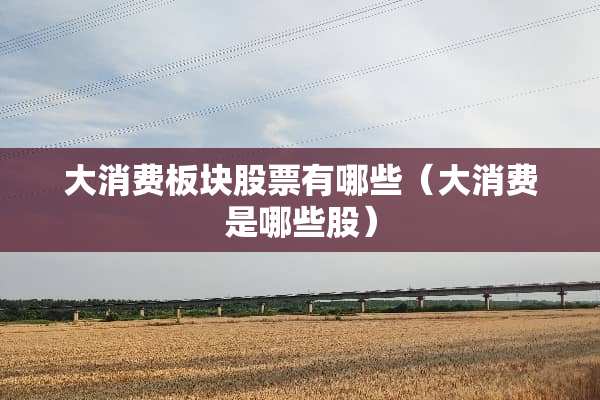 大消费板块股票有哪些(大消费是哪些股) 大消费板块股票有哪些(大消费是哪些股)