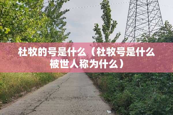 杜牧的号是什么（杜牧号是什么被世人称为什么）