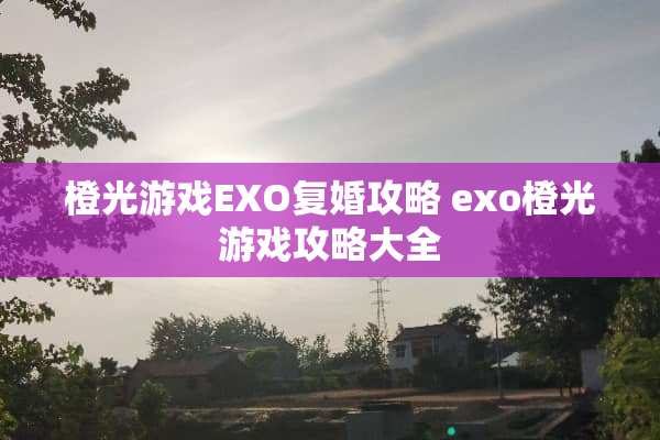 橙光游戏EXO复婚攻略 exo橙光游戏攻略大全