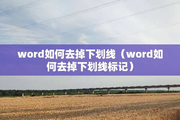 word如何去掉下划线（word如何去掉下划线标记）