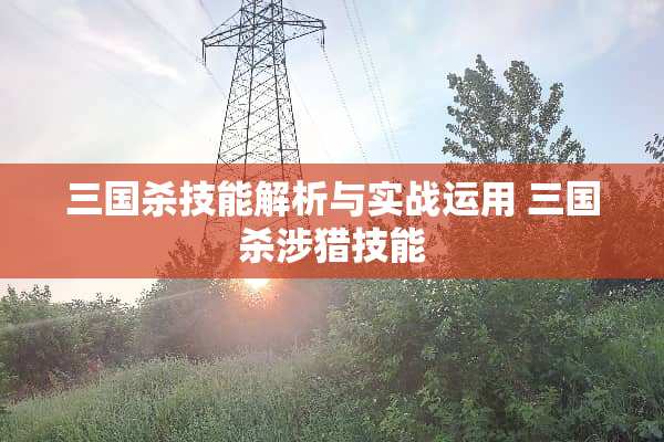 三国杀技能解析与实战运用 三国杀涉猎技能