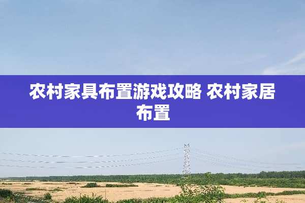 农村家具布置游戏攻略 农村家居布置