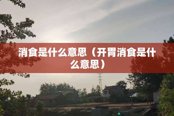 消食是什么意思（开胃消食是什么意思）