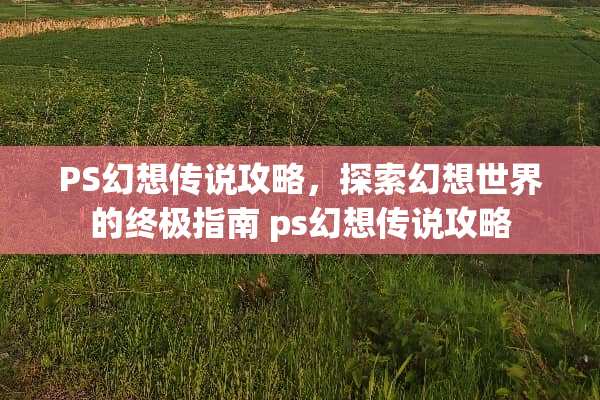 PS幻想传说攻略，探索幻想世界的终极指南 ps幻想传说攻略