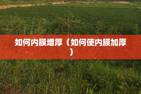 如何内膜增厚（如何使内膜加厚）