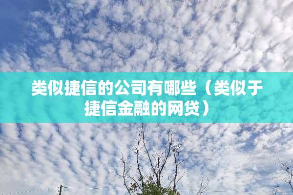 类似捷信的公司有哪些（类似于捷信金融的**）
