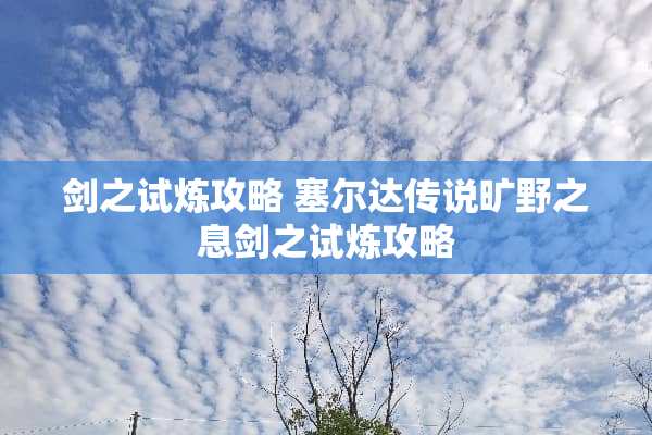 剑之试炼攻略 塞尔达传说旷野之息剑之试炼攻略 剑之试炼攻略 塞尔达传说旷野之息剑之试炼攻略