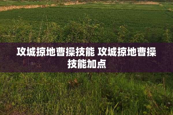 攻城掠地曹操技能 攻城掠地曹操技能加点 攻城掠地曹操技能 攻城掠地曹操技能加点