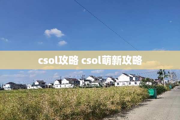 csol攻略 csol萌新攻略 csol攻略 csol萌新攻略