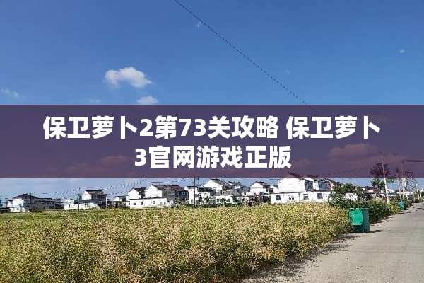 保卫萝卜2第73关攻略 保卫萝卜3官网游戏正版 保卫萝卜2第73关攻略 保卫萝卜3官网游戏正版