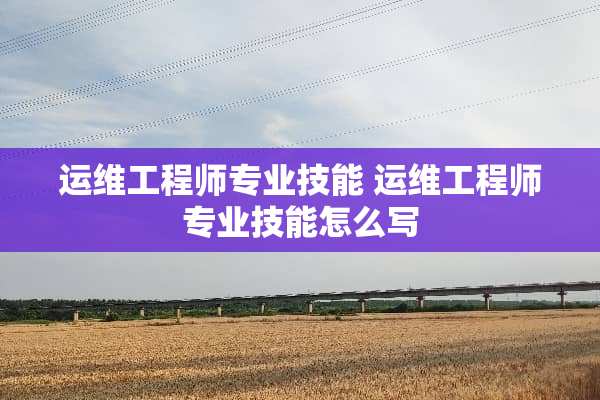 运维工程师专业技能 运维工程师专业技能怎么写 运维工程师专业技能 运维工程师专业技能怎么写