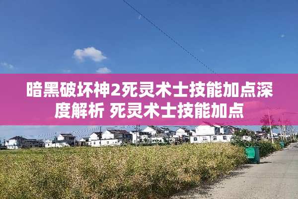 暗黑破坏神2死灵术士技能加点深度解析 死灵术士技能加点