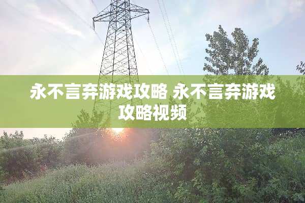 永不言弃游戏攻略 永不言弃游戏攻略视频 永不言弃游戏攻略 永不言弃游戏攻略视频