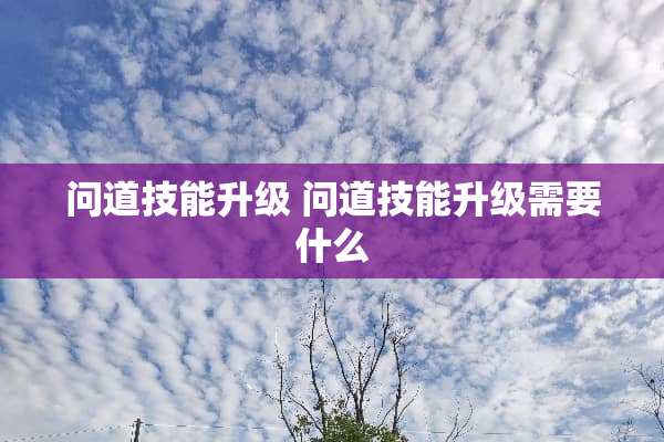 问道技能升级 问道技能升级需要什么 问道技能升级 问道技能升级需要什么