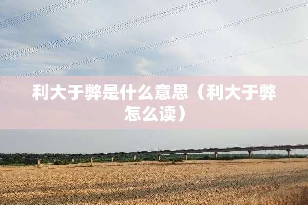 利大于弊是什么意思（利大于弊怎么读）