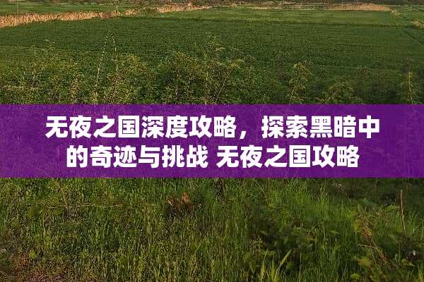 无夜之国深度攻略,探索黑暗中的奇迹与挑战 无夜之国攻略 无夜之国深度攻略,探索黑暗中的奇迹与挑战 无夜之国攻略