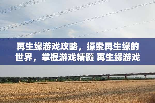 再生缘游戏攻略,探索再生缘的世界,掌握游戏精髓 再生缘游戏攻略 再生缘游戏攻略,探索再生缘的世界,掌握游戏精髓 再生缘游戏攻略