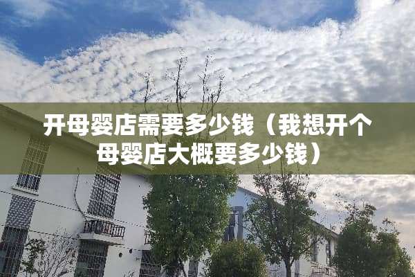 开母婴店需要多少钱（我想开个母婴店大概要多少钱）