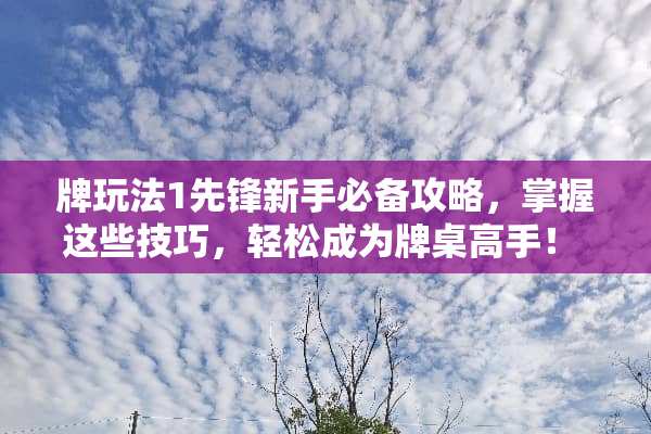 牌玩法1先锋新手必备攻略，掌握这些技巧，轻松成为牌桌高手！ 牌玩法1先锋