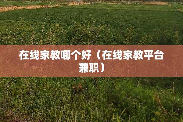 在线家教哪个好(在线家教平台兼职) 在线家教哪个好(在线家教平台兼职)